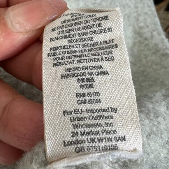 Free People Sweater Cardigan Women L Gray Phantom Open Front Grandpa Mohair Wool - Picture 7 of 7